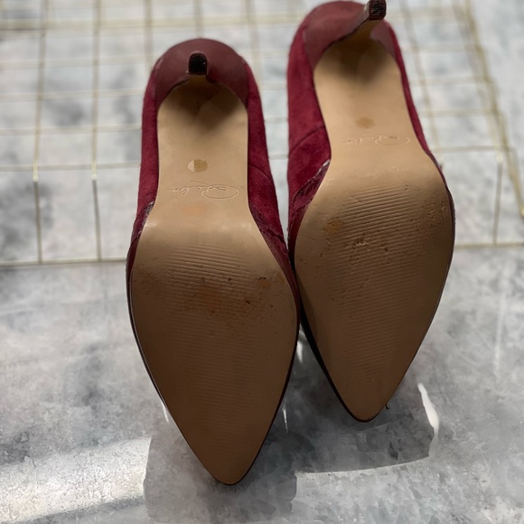 Reba Leather and Suede Burgundy Heels  - FREE SHIPPING - Picture 10 of 14
